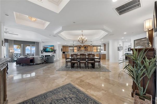 Chandelier, Dining room, Interior, Kitchen, Living room, Recessed Lighting