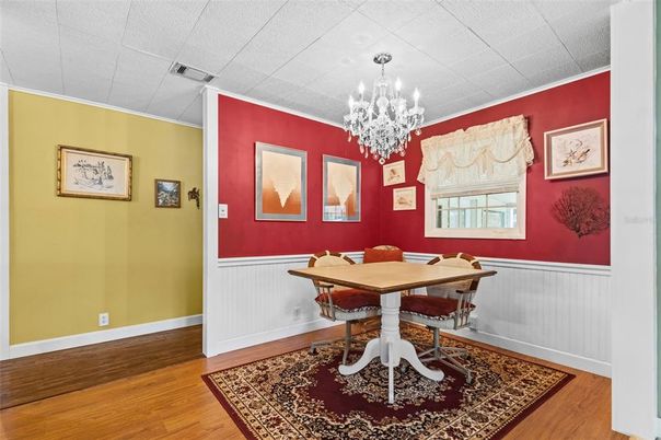 Chandelier, Dining room, Interior, Wood Texture Flooring
