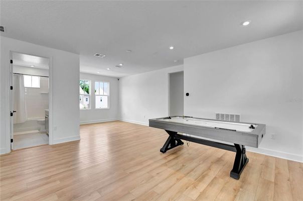 Game Room, Interior, Recessed Lighting, Wood Texture Flooring