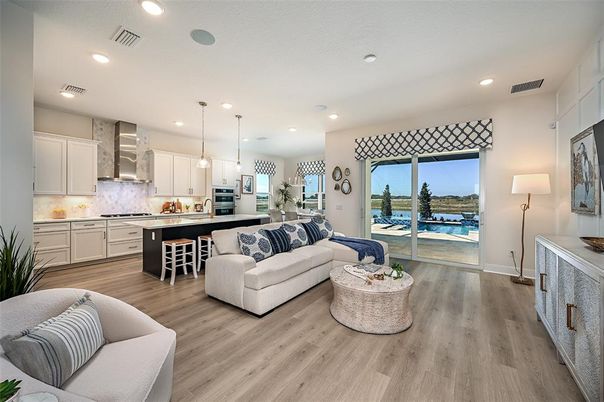 Interior, Kitchen, Living room, Pendant Lights, Recessed Lighting, Stainless Steel Appliances, Wood Texture Flooring