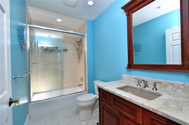 Bathroom, Glass Shower, Interior, Recessed Lighting