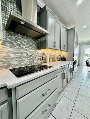 Interior, Kitchen, Recessed Lighting, Stone Walls
