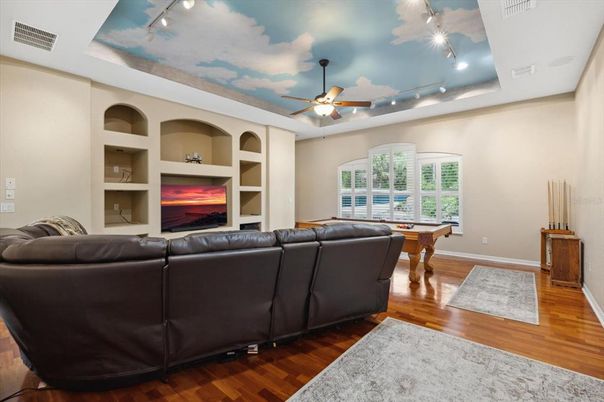 Billiard Table, Game Room, Interior, Living room, Wood Texture Flooring