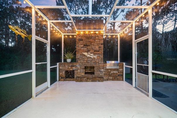 Fireplace, Glass Ceilings, Interior, Sun Room