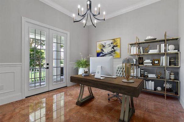 Chandelier, Home Office, Interior