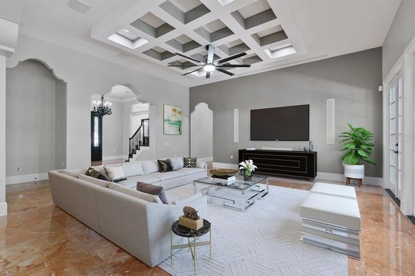 Chandelier, Interior, Living room, Recessed Lighting