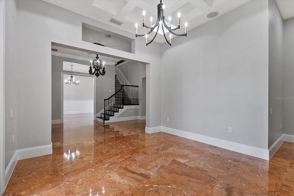 Chandelier, Empty room, Interior