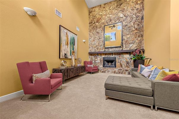 Fireplace, Interior, Living room, Stone Walls