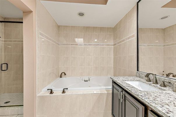 Bathroom, Glass Shower, Interior, Recessed Lighting