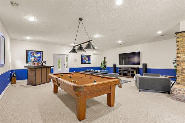 Billiard Table, Game Room, Interior, Pendant Lights, Recessed Lighting