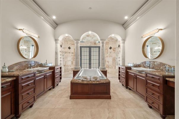 Bathroom, Dual Sink Vanities, Glass Shower, Interior, Recessed Lighting