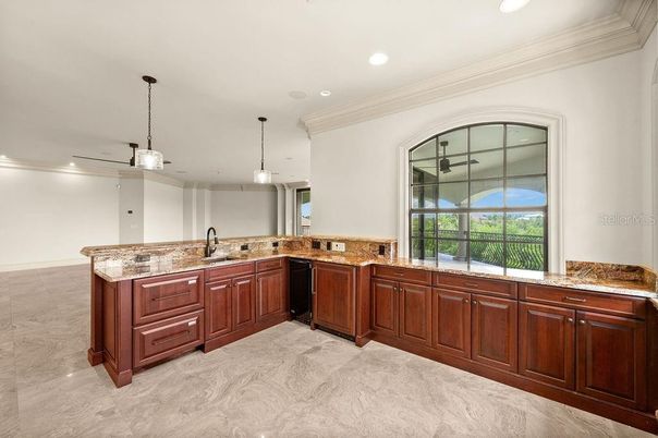 Interior, Kitchen, Marble, Pendant Lights, Recessed Lighting