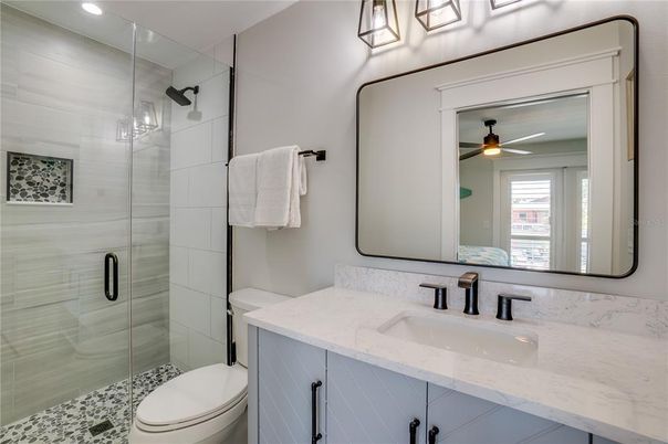 Bathroom, Glass Shower, Interior, Recessed Lighting