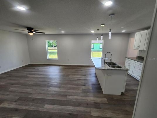 Interior, Kitchen, Pendant Lights, Recessed Lighting, Wood Texture Flooring
