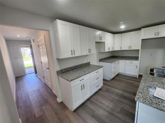 Interior, Kitchen, Recessed Lighting, Wood Texture Flooring