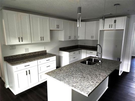 Interior, Kitchen, Pendant Lights, Wood Texture Flooring