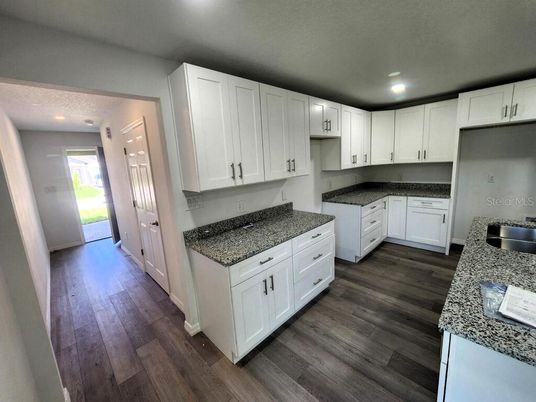 Interior, Kitchen, Recessed Lighting, Wood Texture Flooring