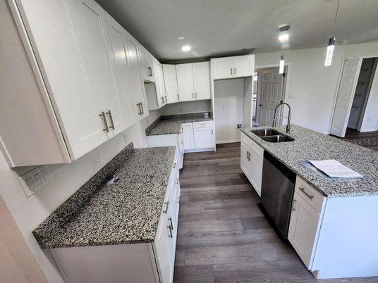 Interior, Kitchen, Recessed Lighting, Wood Texture Flooring