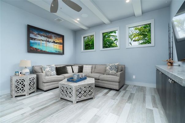 Interior, Living room, Recessed Lighting, Wood Texture Flooring