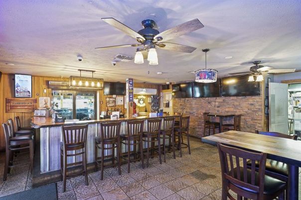 Fireplace, Interior, Pendant Lights, Stone Walls
