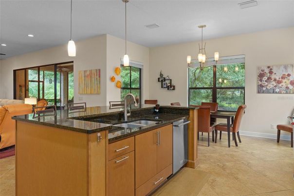 Dining room, Interior, Kitchen, Pendant Lights, Recessed Lighting, Stainless Steel Appliances