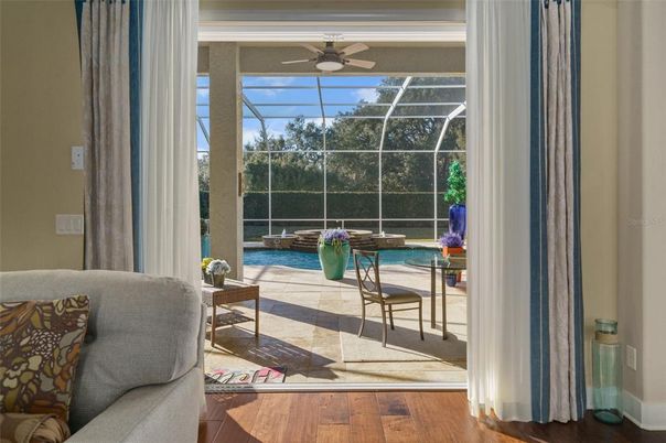 Glass Ceilings, Interior, Pool, Sun Room, Wood Texture Flooring