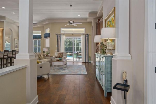 Interior, Living room, Recessed Lighting, Wood Texture Flooring