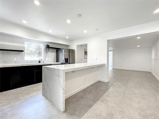 Interior, Kitchen, Marble Walls, Recessed Lighting
