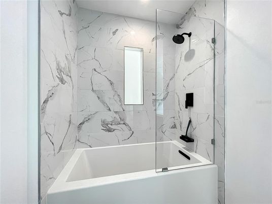 Bathroom, Glass Shower, Interior, Marble Walls