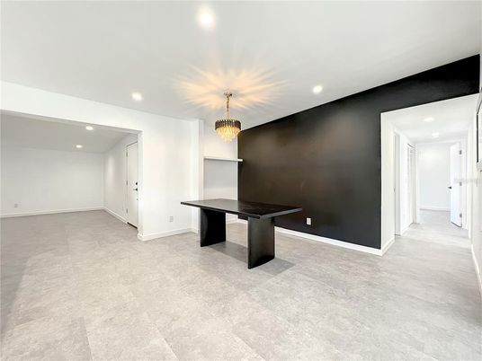 Chandelier, Empty room, Game Room, Interior, Recessed Lighting