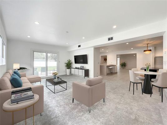 Dining room, Interior, Living room, Pendant Lights, Recessed Lighting