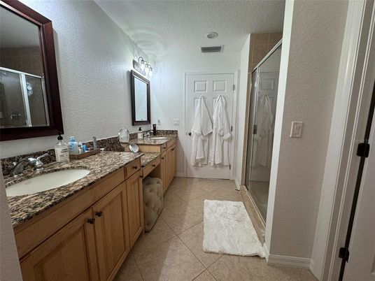 Bathroom, Dual Sink Vanities, Glass Shower, Interior