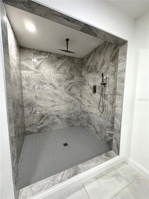 Bathroom, Glass Shower, Interior, Marble Walls, Recessed Lighting