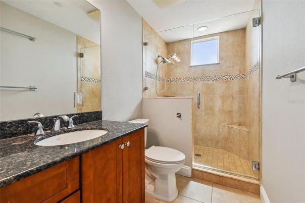 Bathroom, Glass Shower, Interior, Recessed Lighting