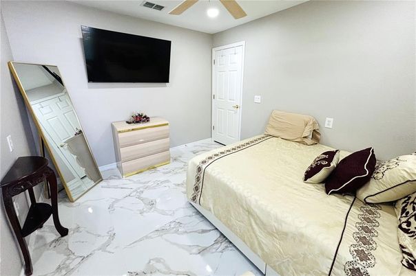 Bedroom, Interior, Marble, Recessed Lighting