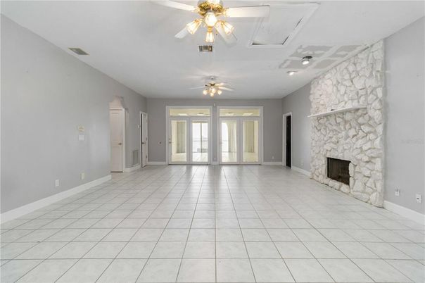 Empty room, Fireplace, Interior, Stone Walls