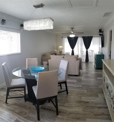 Chandelier, Dining room, Interior, Wood Texture Flooring