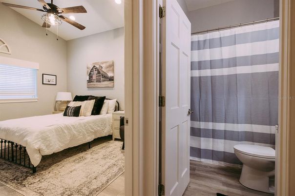 Bathroom, Bedroom, Interior, Recessed Lighting, Wood Texture Flooring
