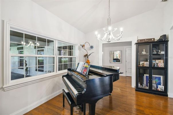 Chandelier, Interior, Piano, Wood Texture Flooring