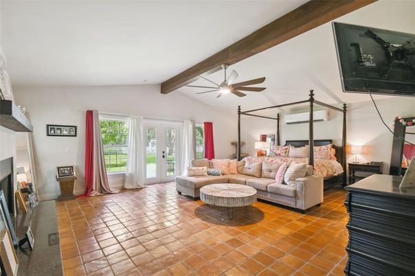 Bedroom, Fireplace, Interior, Wooden Beams