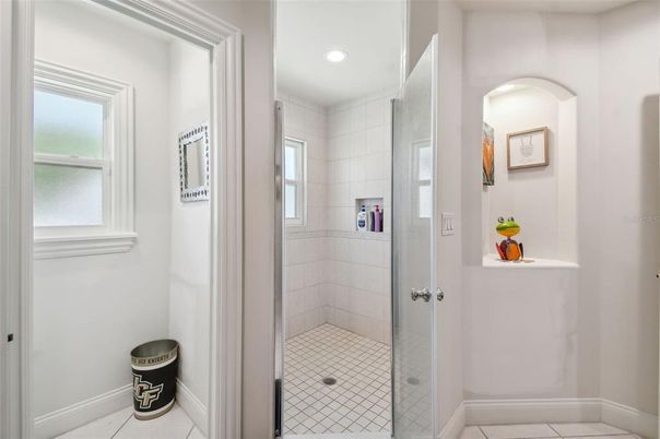 Bathroom, Glass Shower, Interior, Recessed Lighting