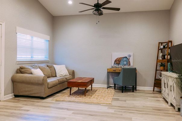 Home Office, Interior, Recessed Lighting, Wood Texture Flooring