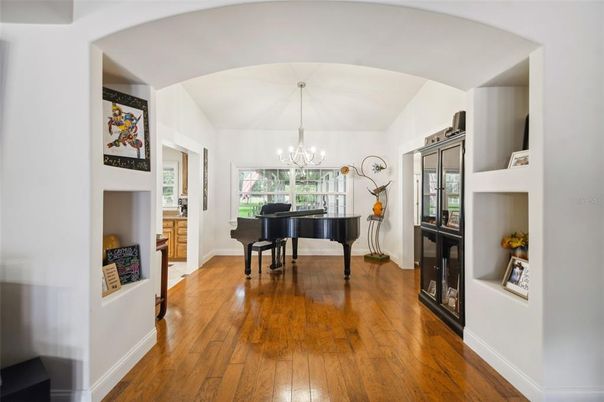 Chandelier, Interior, Piano, Wood Texture Flooring