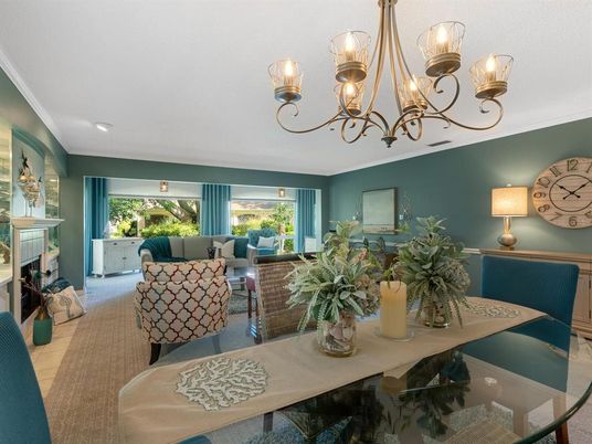 Chandelier, Dining room, Fireplace, Interior, Living room, Recessed Lighting