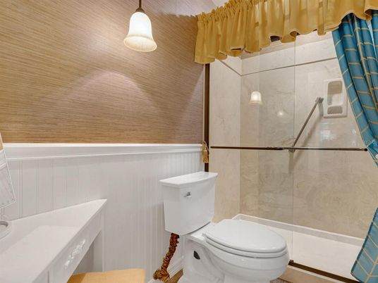 Bathroom, Glass Shower, Interior, Pendant Lights
