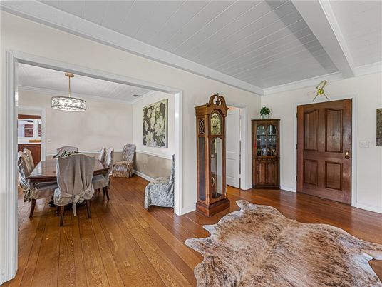 Chandelier, Dining room, Interior, Pendant Lights, Wood Texture Flooring