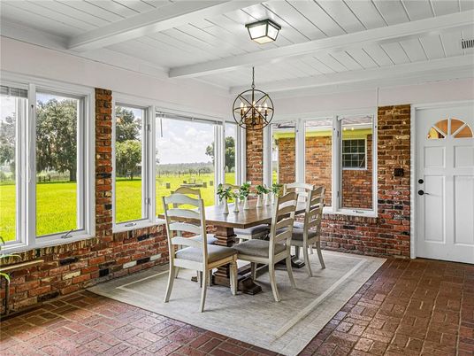 Dining room, Interior, Pendant Lights, Stone Walls