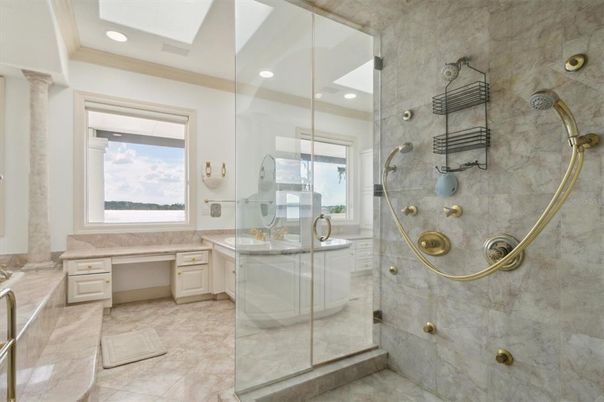 Bathroom, Glass Shower, Interior, Recessed Lighting