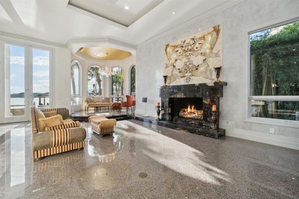 Fireplace, Interior, Living room, Recessed Lighting