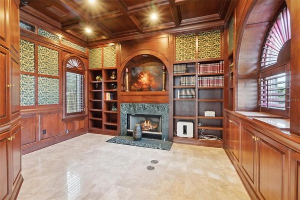 Fireplace, Interior, Recessed Lighting, Wooden Beams, Wooden Ceilings, Wooden Walls